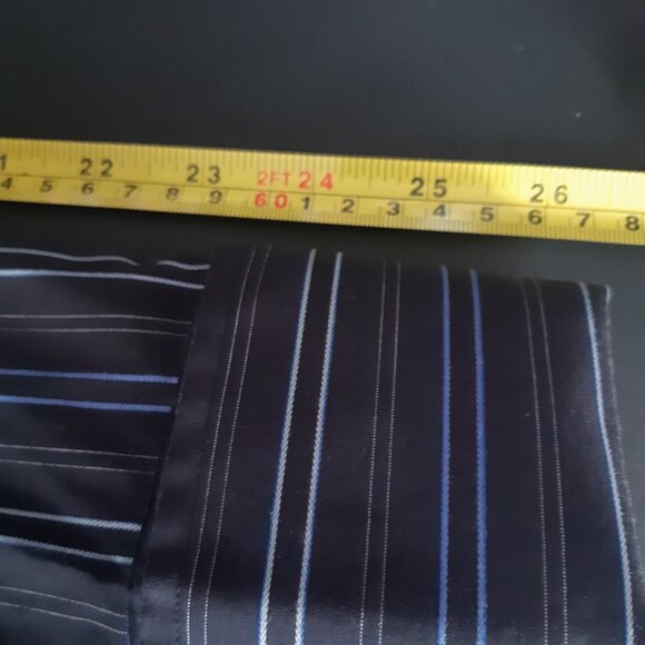 Banana Republic SZ 15.5 French Cuff Cotton Men's Black Striped Button Up Shirt - Picture 15 of 16